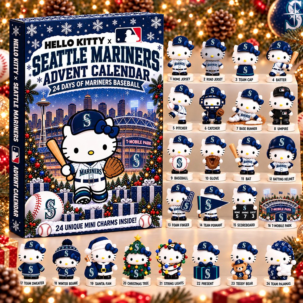 Hello Kitty X Seattle Mariners Baseball Advent Calendar 2026 Christmas Countdown Gift For Hello Kitty Fans, 3D Acrylic Collectibles