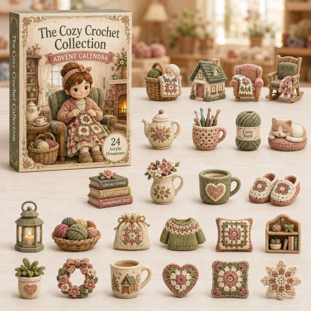 Christmas Cozy Home Crochet Advent Calendar 2026 24 Day Countdown To Xmas Best Gift Ideas, 3D Acrylic Collectibles