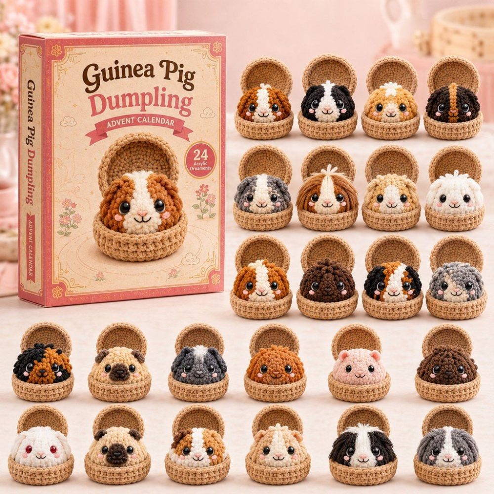 Christmas Guinea Pig Dumpling Advent Calendar 2026 24 Day Xmas Eve Countdown Great Gifts, 3D Acrylic Collectibles