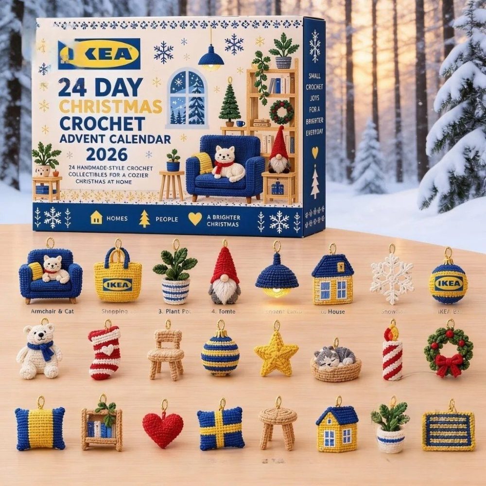 Christmas Ikea 24 Day Christmas Crochet 2026 24 Day Xmas Countdown Gift For Brother, 3D Acrylic Collectibles