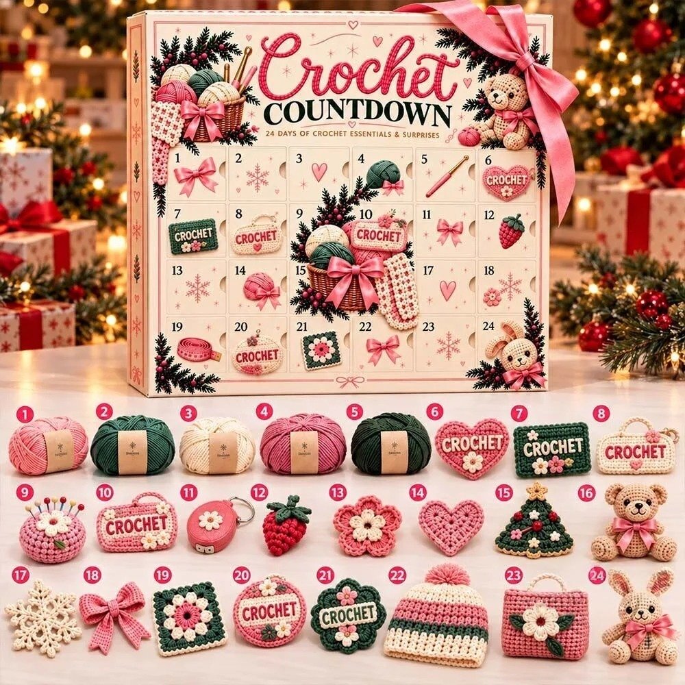 Christmas Ikea Crochet Advent Calendar 2026 24 Day Xmas Countdown Gift For Friend, 3D Acrylic Collectibles