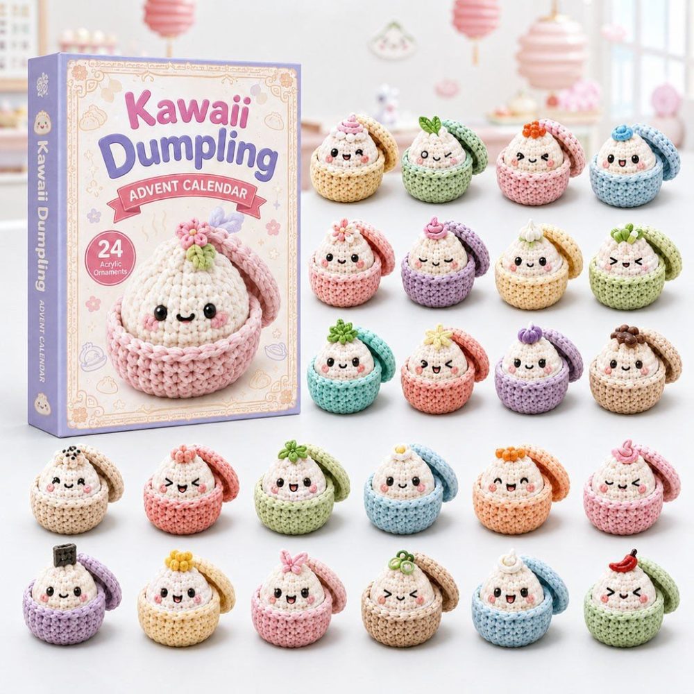 Christmas Kawaii Dumpling Advent Calendar 2026 24 Day Xmas Eve Countdown Gift For Kids, 3D Acrylic Collectibles