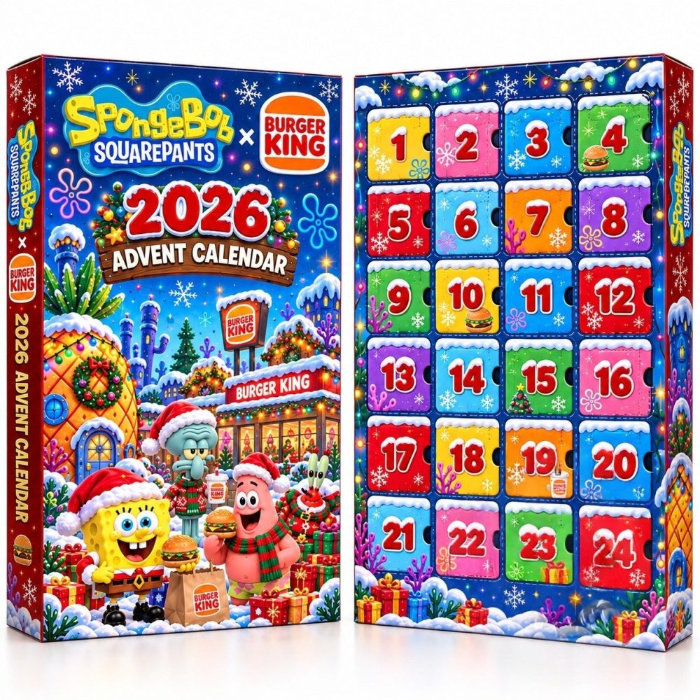 Spongebob Squarepants X Burger King 2026 Christmas Advent Calendar 24 Day Xmas Countdown Gifts, 3D Acrylic Collectibles