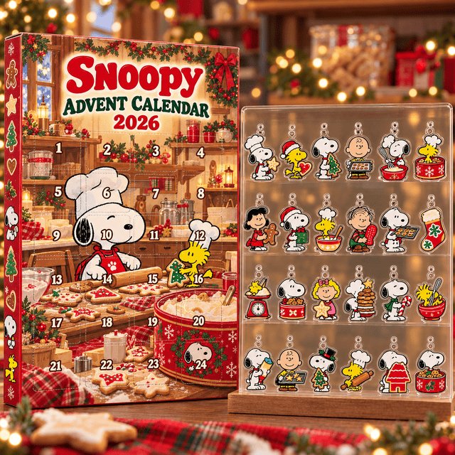 Snoopy Christmas Baking Advent Calendar 2026 24 Day Countdown To Christmas Gift Ideas, 3D Acrylic Collectibles