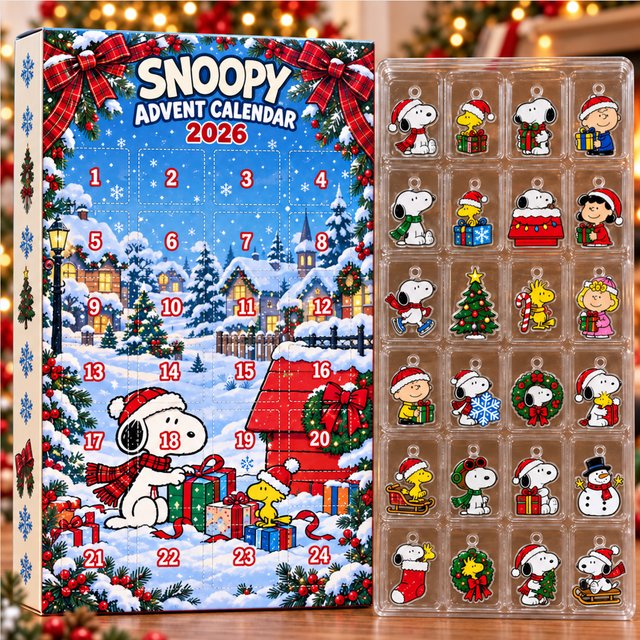 Snoopy Christmas Gift Exchange Advent Calendar 2026 24 Day Holiday Countdown Gift Ideas, 3D Acrylic Collectibles
