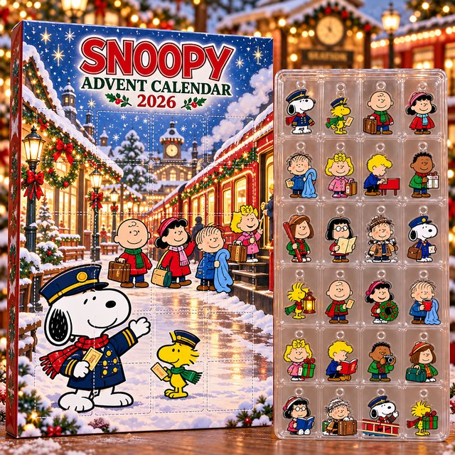 Snoopy Christmas Railway Advent Calendar 2026 24 Day Holiday Christmas Gift For Bestie, 3D Acrylic Collectibles