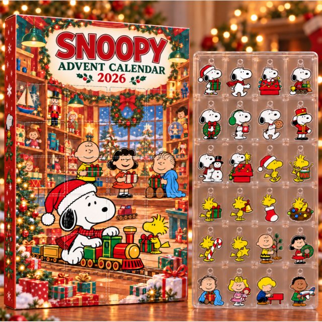 Snoopy Christmas Toyland Express Advent Calendar 2026 Christmas Countdown Best Gift Ideas, 3D Acrylic Collectibles