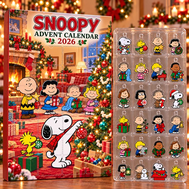 Snoopy Christmas Tree Trimming Advent Calendar 2026 24 Day Holiday Countdown Gift For Wife, 3D Acrylic Collectibles