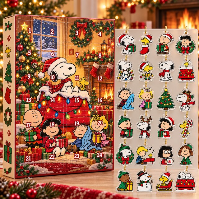 Snoopy Cozy Christmas Eve Advent Calendar 2026 24 Day Holiday Countdown Gift Ideas, 3D Acrylic Collectibles