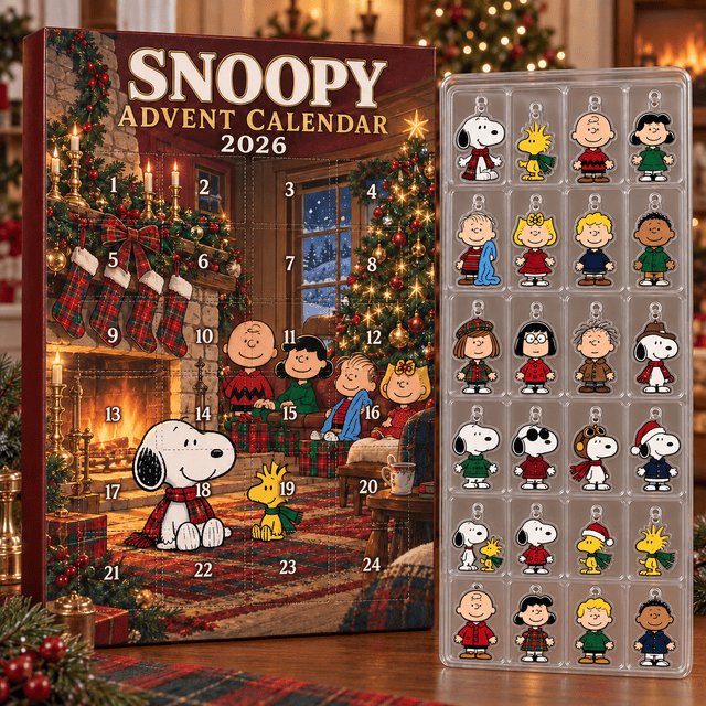 Snoopy Cozy Fireside Christmas Advent Calendar 2026 24 Day Xmas Countdown Gift For Wife, 3D Acrylic Collectibles
