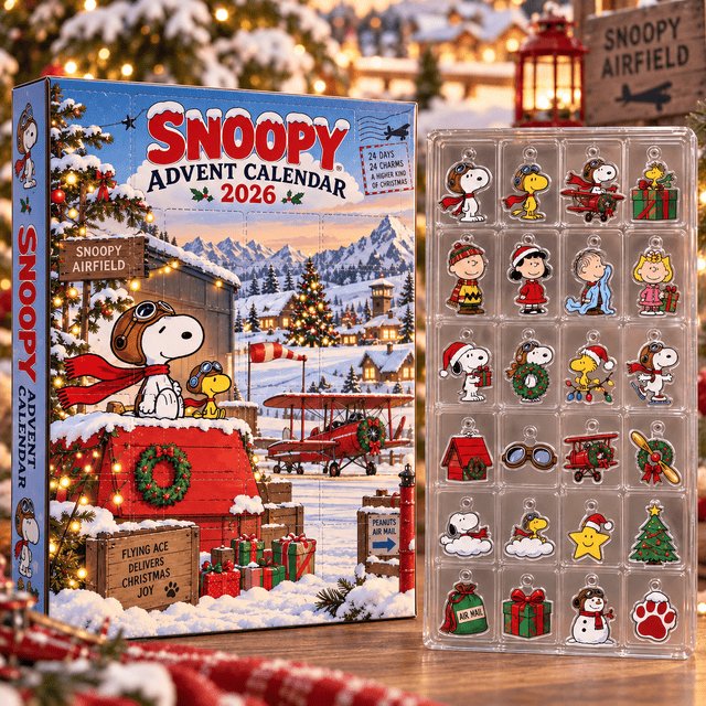 Snoopy Flying Ace Christmas Airfield Advent Calendar 2026 24 Day Xmas Countdown Gift Ideas, 3D Acrylic Collectibles