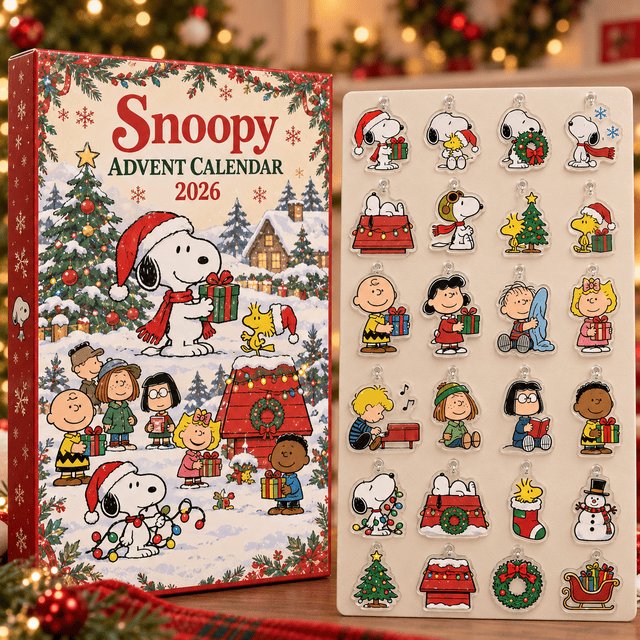 Snoopy Merry Moments Advent Calendar 2026 24 Day Christmas Eve Countdown Gift For Husband, 3D Acrylic Collectibles