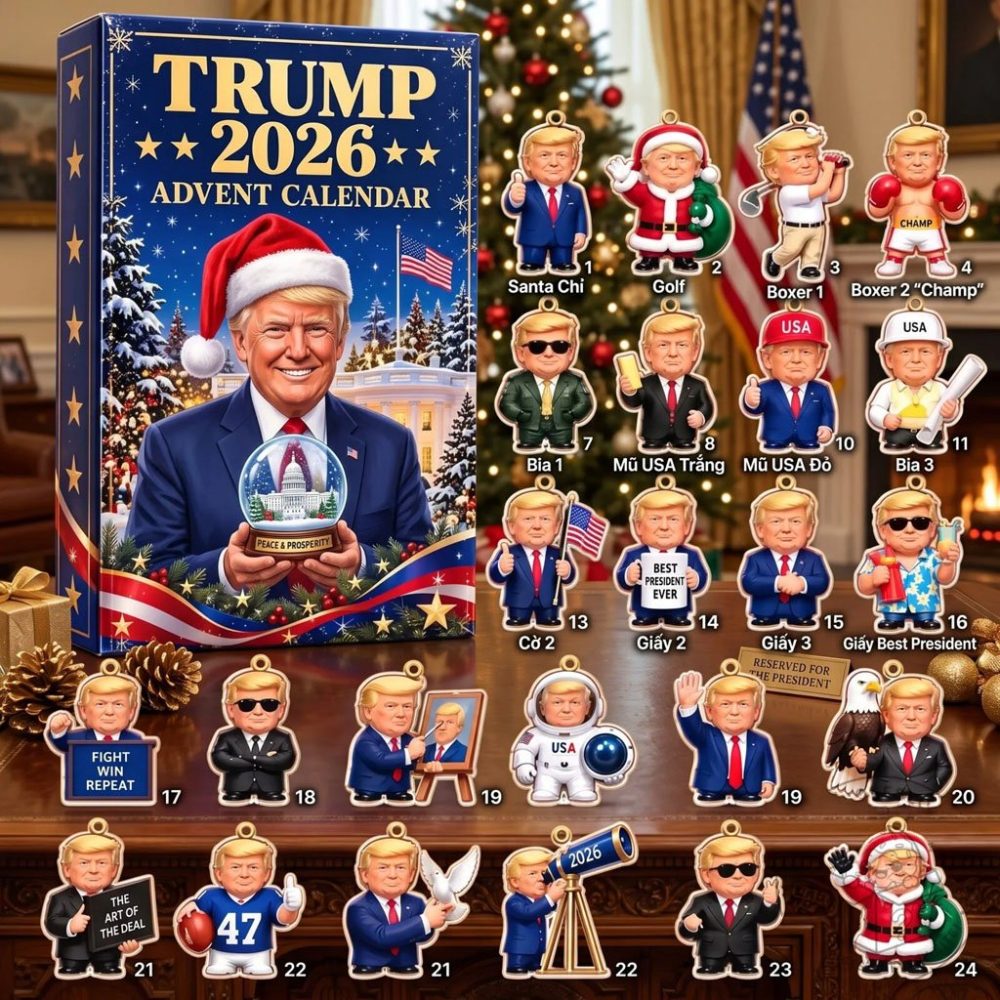 Trump 2026 Christmas Advent Calendar Patriotic Christmas Ornaments Gift For Trump Supporter