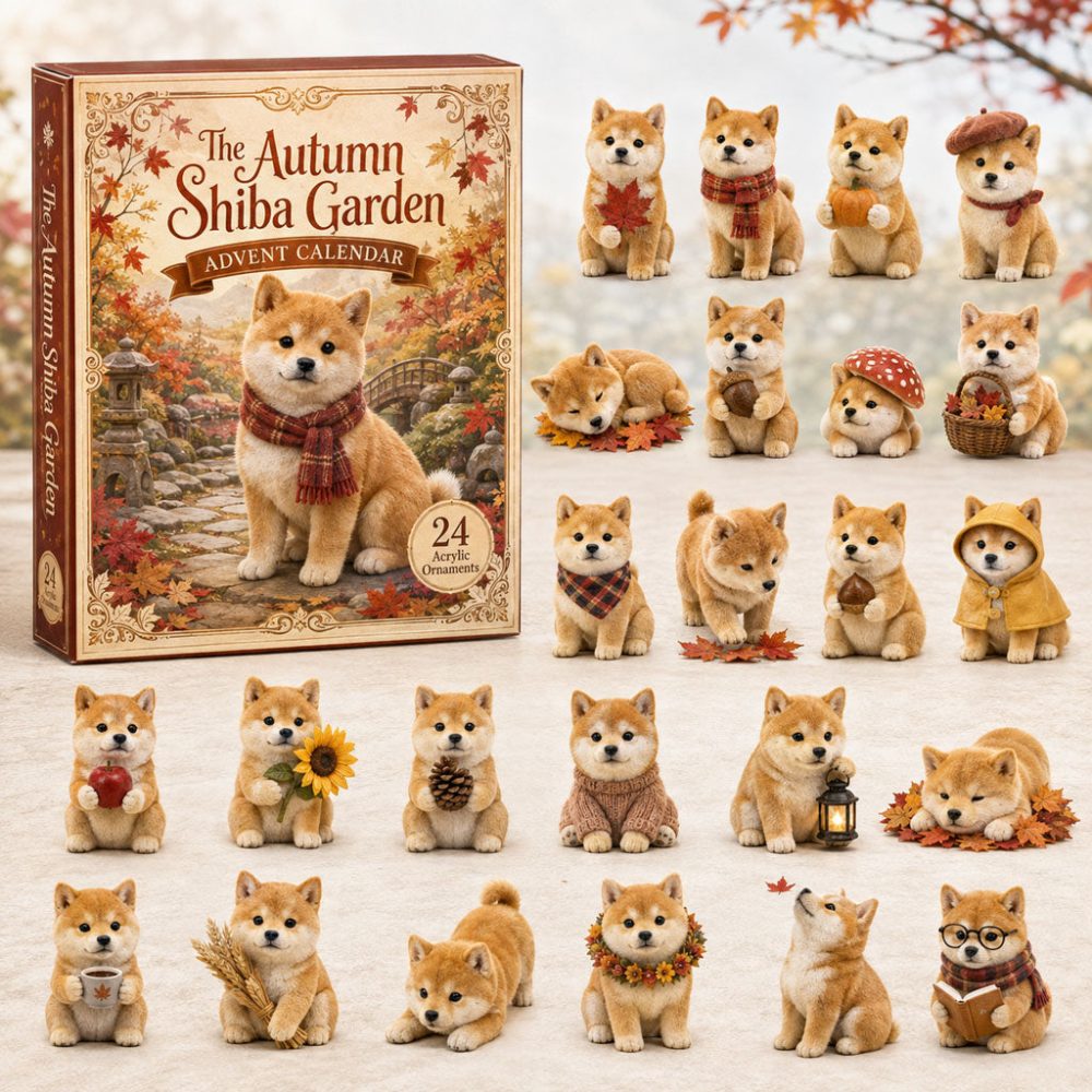 Garden Shiba Advent Calendar 2026 24 Day Spooky Countdown Gift For Shiba Lovers, 3D Acrylic Collectibles