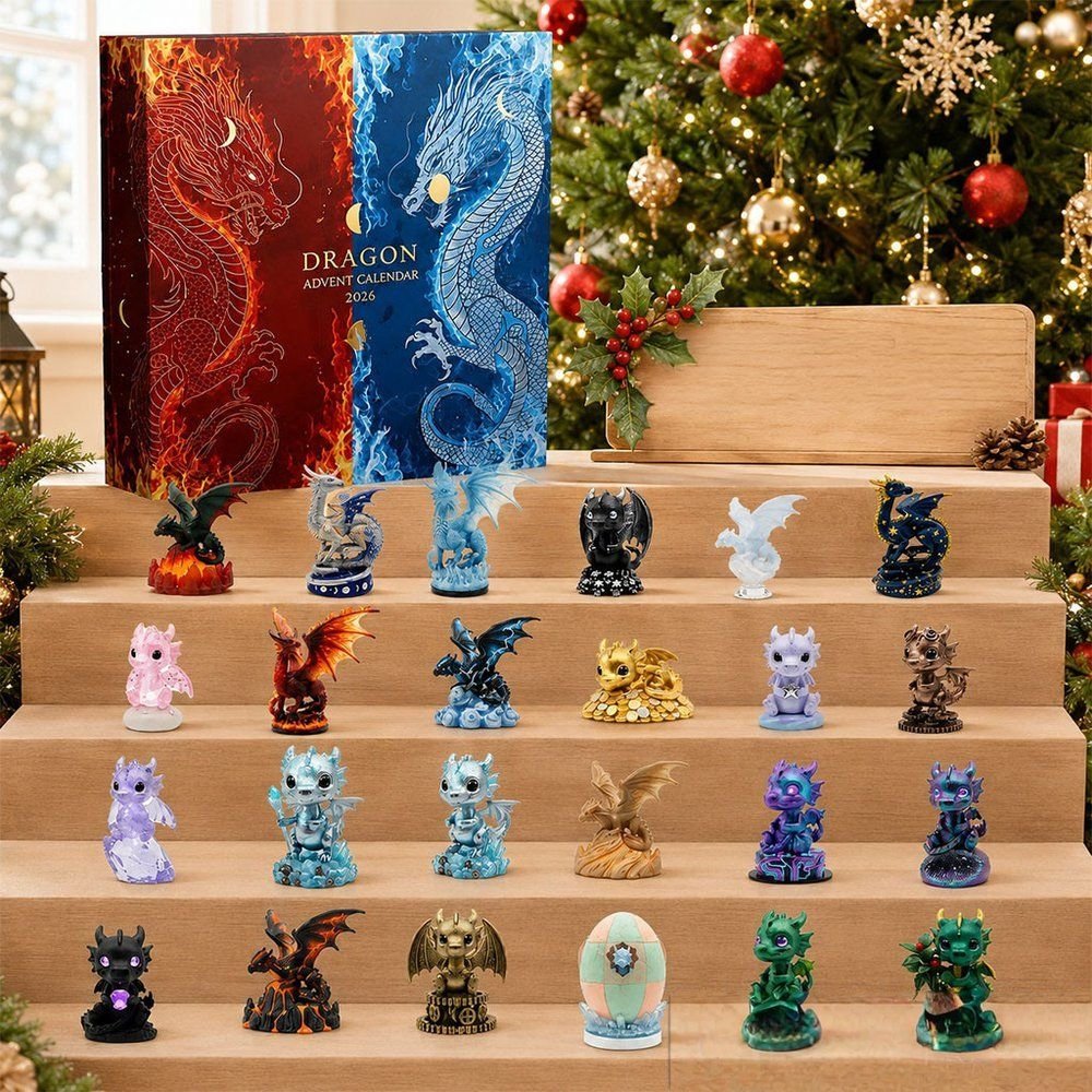 Dragon Advent Calendar 24 Day Acrylic Ornaments Christmas Countdown Box Gift For Dragon Lover, 3D Acrylic Collectibles