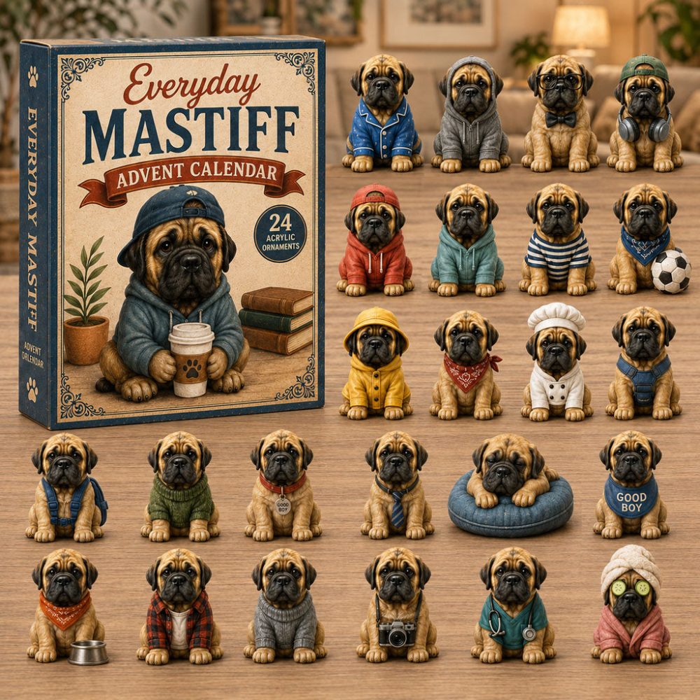 Everyday Mastiff Advent Calendar 2026 24 Day Holiday Surprise Gift For Mastiff Lovers, 3D Acrylic Collectibles