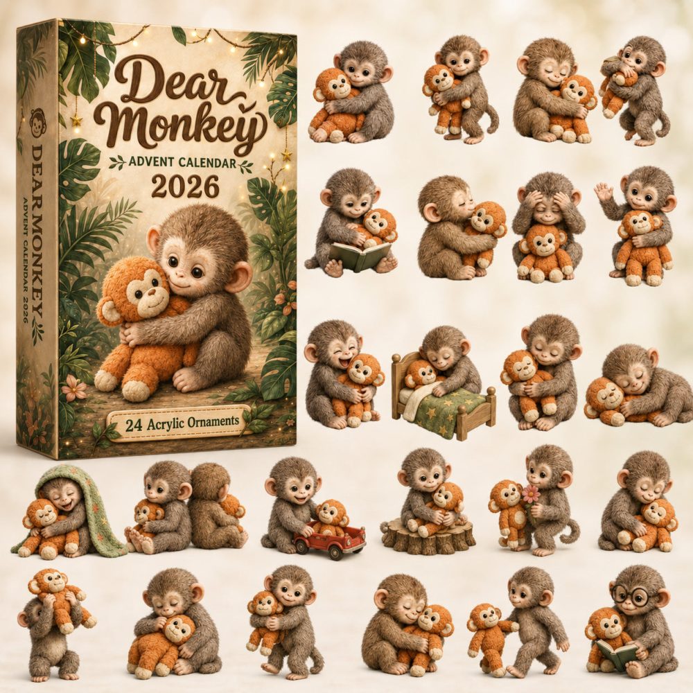 Dear Monkey Advent Calendar 2026 24 Day Holiday Cheer Gift Ideas For Safari Lovers, 3D Acrylic Collectibles