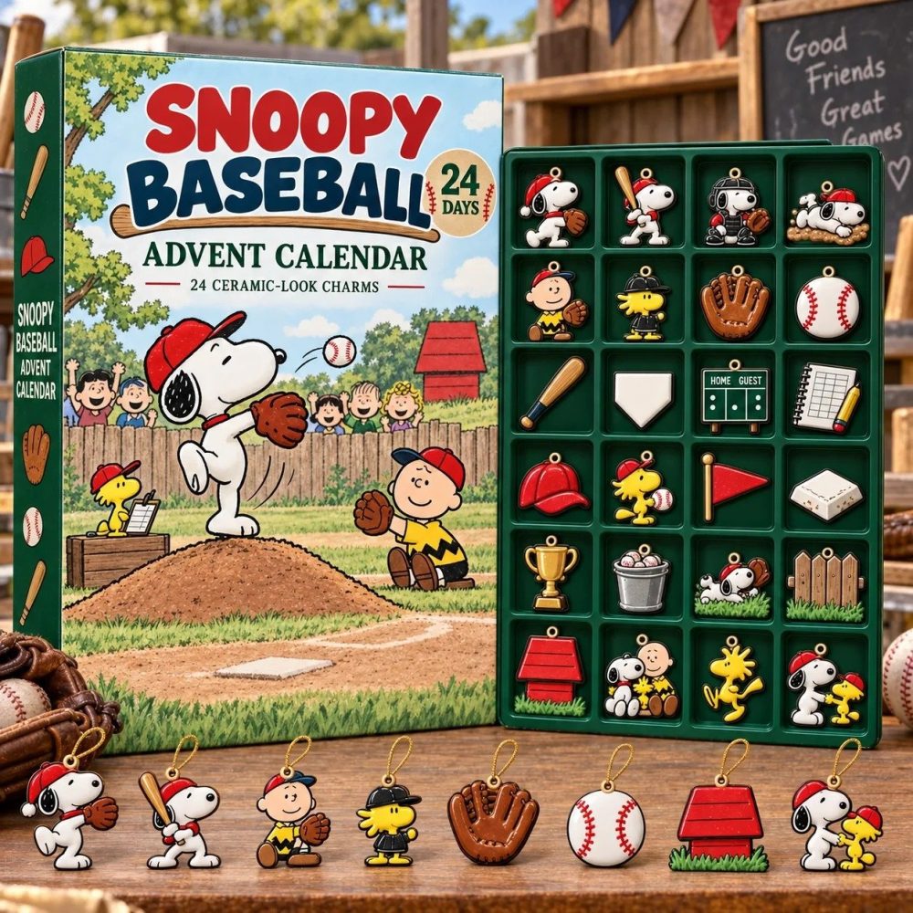 Snoopy Baseball Advent Calendar 2026 24 Day Festive Season Countdown Gift For Baseball Lovers, 3D Acrylic Collectibles