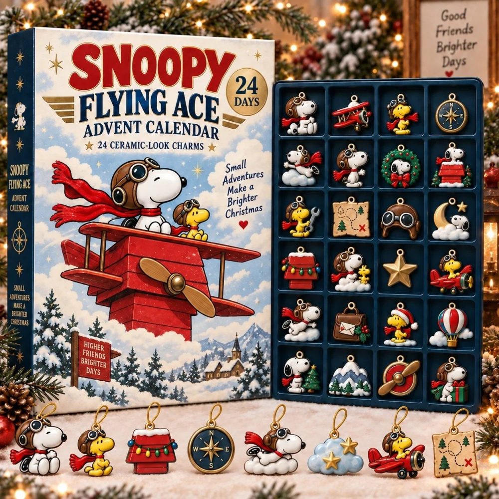 Snoopy Flying Ace Advent Calendar 2026 24 Day Holiday Cheer Gift For Aviation Lovers, 3D Acrylic Collectibles