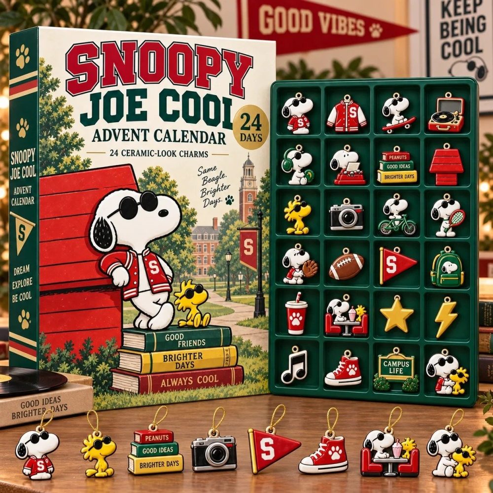 Snoopy Joe Cool Advent Calendar 2026 24 Day Festive Mystery Box Gift For Husband, 3D Acrylic Collectibles