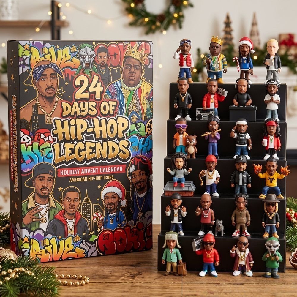 24 Days Of Hip-Hop Legends Holiday Advent Calendar 24 Day Christmas Countdown Gift For Him, 3D Acrylic Collectibles