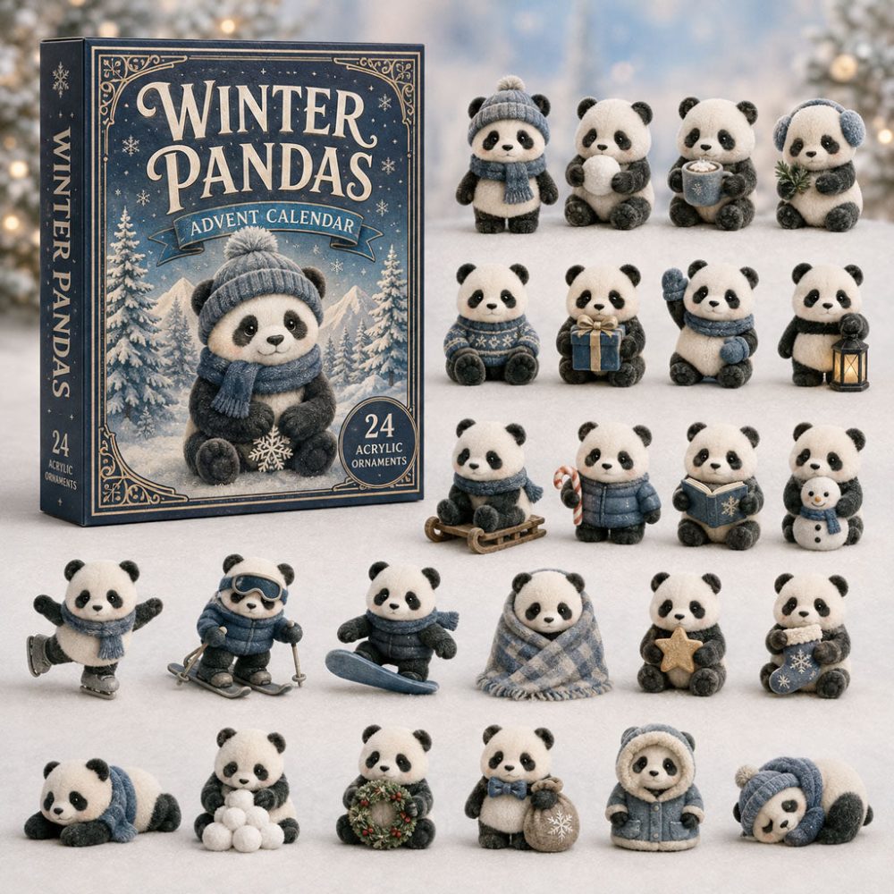 Winter Pandas Advent Calendar 2026 24 Day Festive Mystery Box Gift For Boyfriend, 3D Acrylic Collectibles