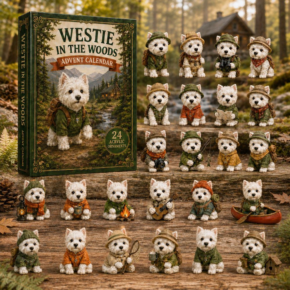 Westie In The Woods Advent Calendar 2026 24 Day Spooky Countdown Gift For Dog Lovers, 3D Acrylic Collectibles