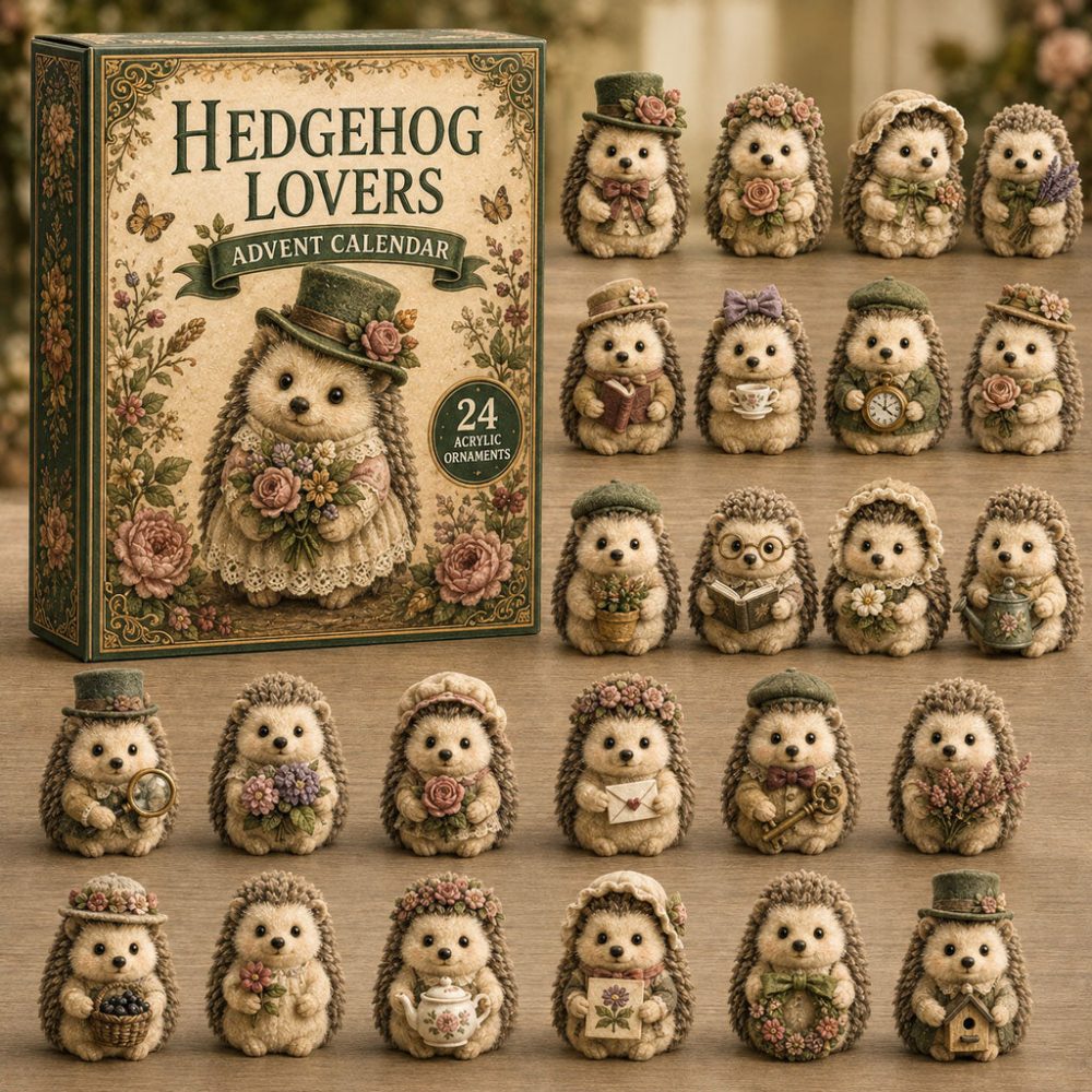 Vintage Hedgehog Lovers Advent Calendar 2026 24 Day Winter Wonderland Countdown Gift For Daughter, 3D Acrylic Collectibles