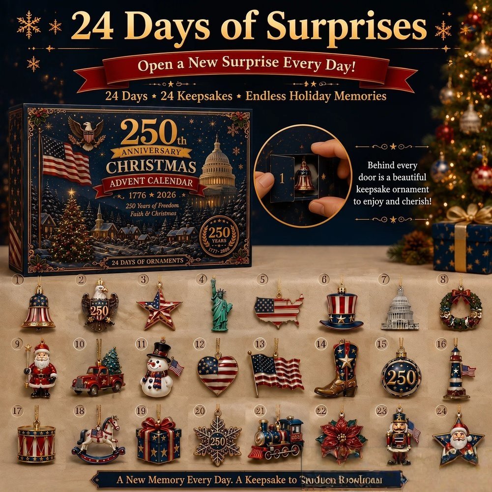 Usa 250Th Anniversary Christmas Advent Calendar 24 Day Christmas Countdown Box Gift For Dad, 3D Acrylic Collectibles