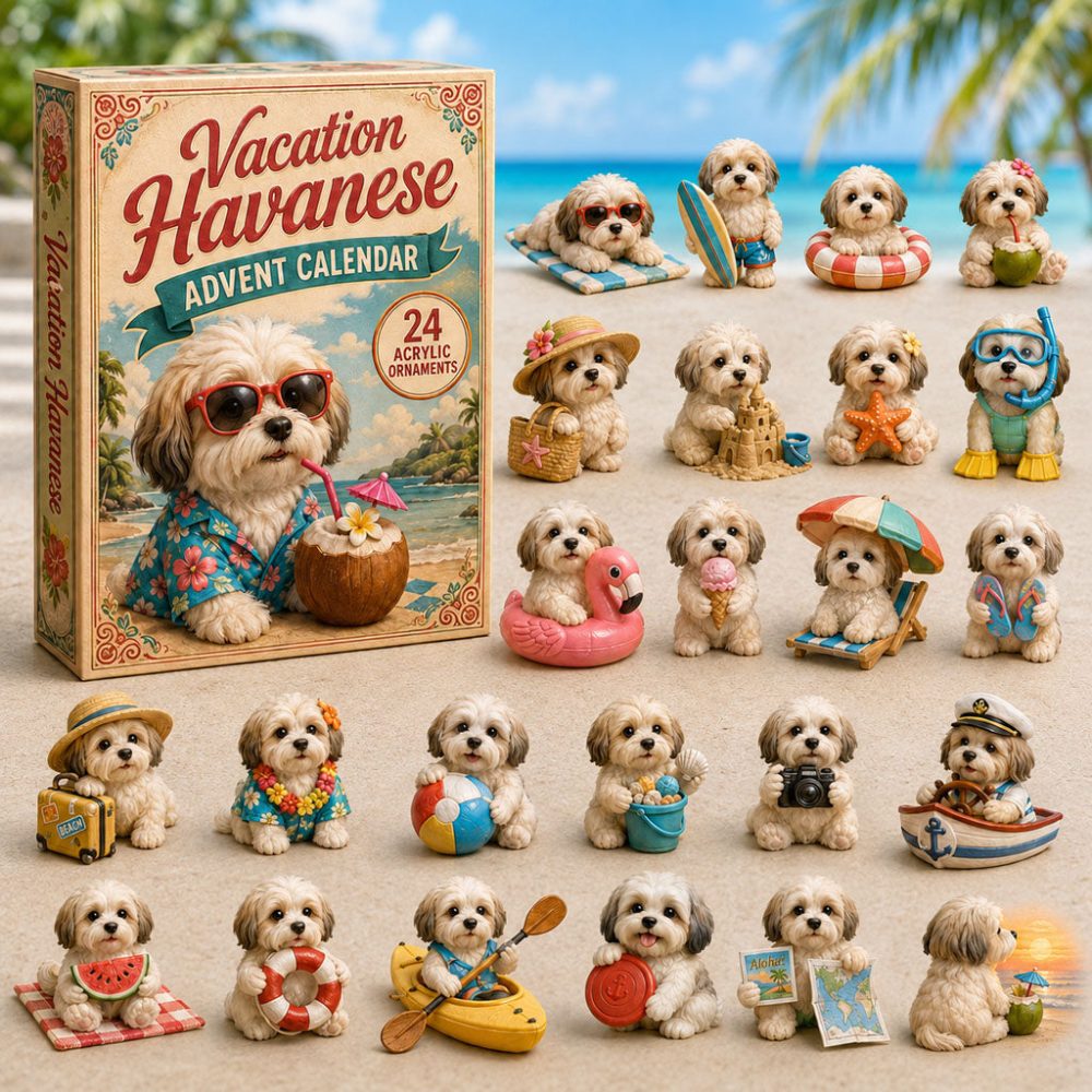 Vacation Havanese Advent Calendar 2026 24 Day Festive Season Countdown Gift For Girls, 3D Acrylic Collectibles
