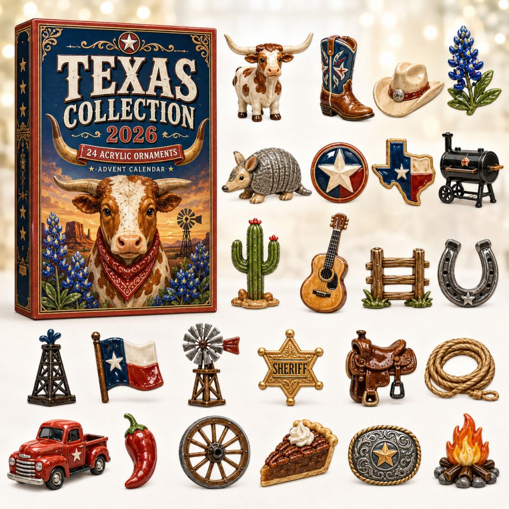 Texas Collection Advent Calendar 2026 24 Day Winter Wonderland Countdown Gift For Texans, 3D Acrylic Collectibles