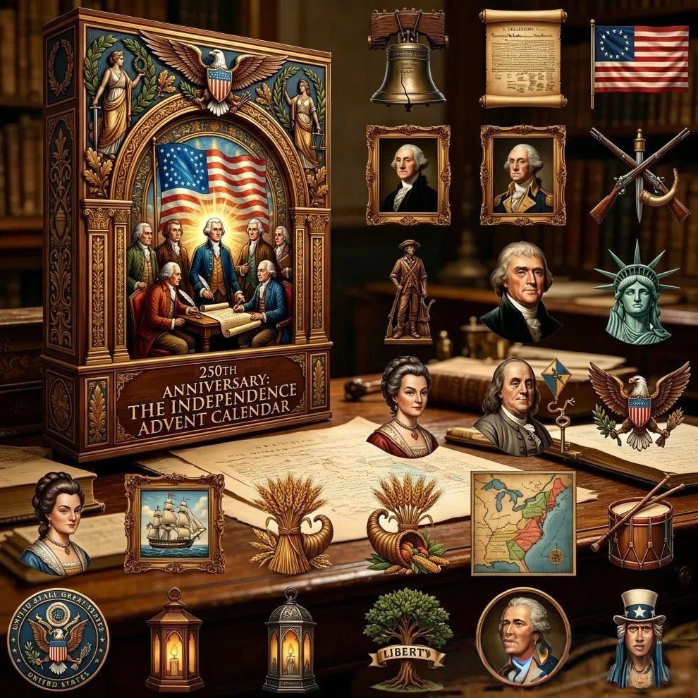 Us 250Th Anniversary The Independence Advent Calendar 24 Day Christmas Countdown Patriotic Gift, 3D Acrylic Collectibles