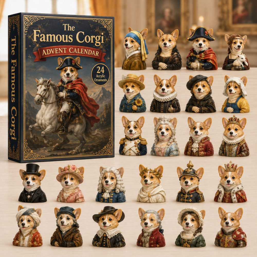 The Famous Corgi Advent Calendar 2026 24 Day Spooky Countdown Gift For Corgi Fans, 3D Acrylic Collectibles