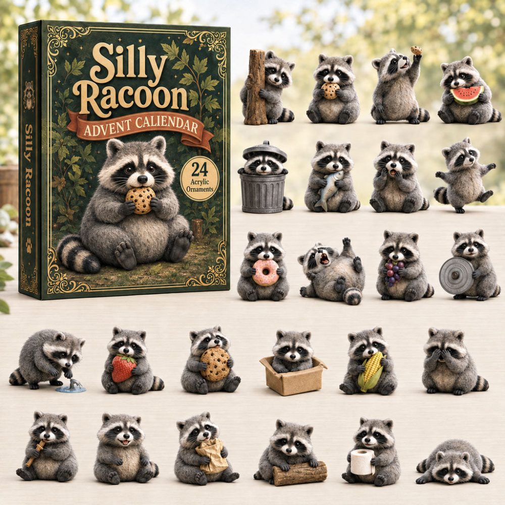 Silly Raccoon Advent Calendar 2026 24 Day Spooky Countdown Gift For Raccoon Fans, 3D Acrylic Collectibles
