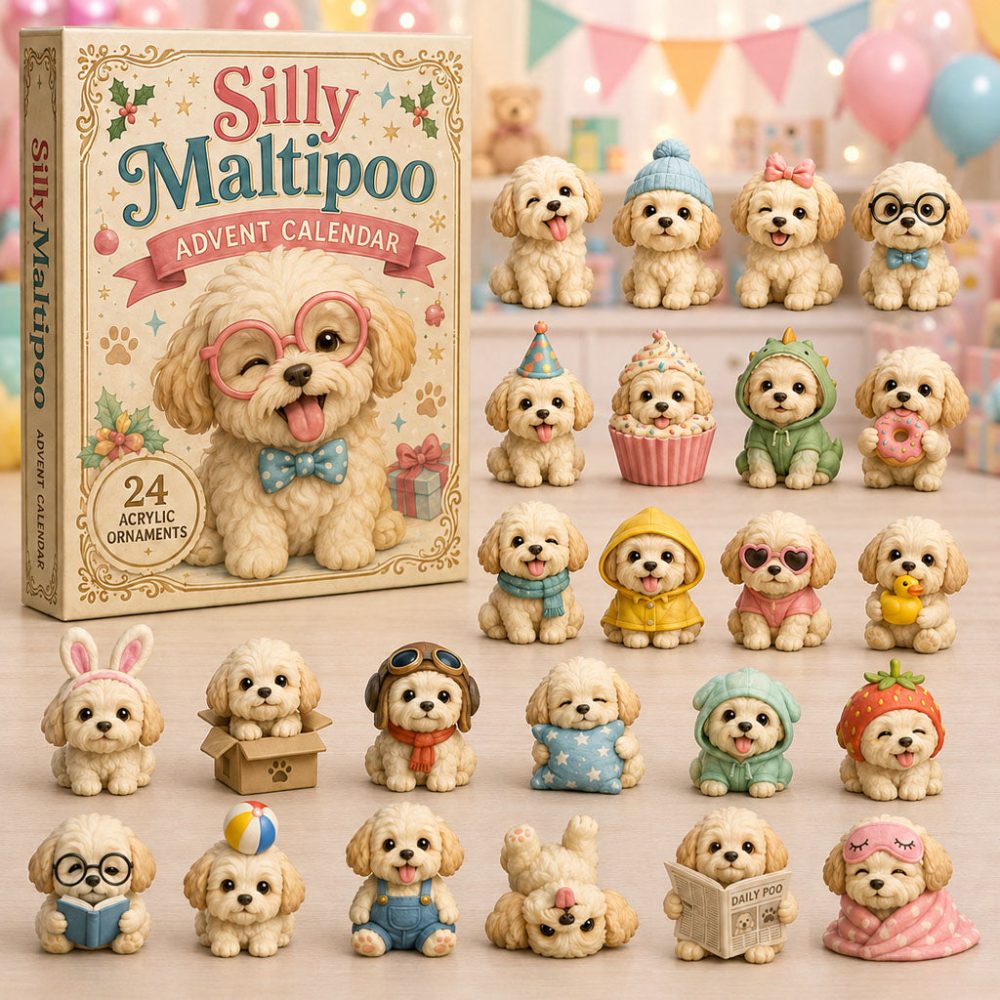 Silly Maltipoo Advent Calendar 2026 24 Day Festive Season Countdown Gift For Daughter, 3D Acrylic Collectibles