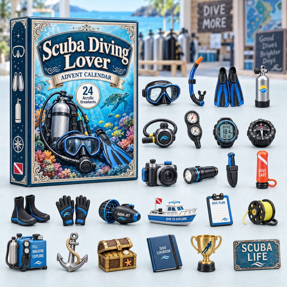 Scuba Diving Lover Advent Calendar 2026 24 Day Holiday Joy Gift For Outdoor Hobby Lovers, 3D Acrylic Collectibles