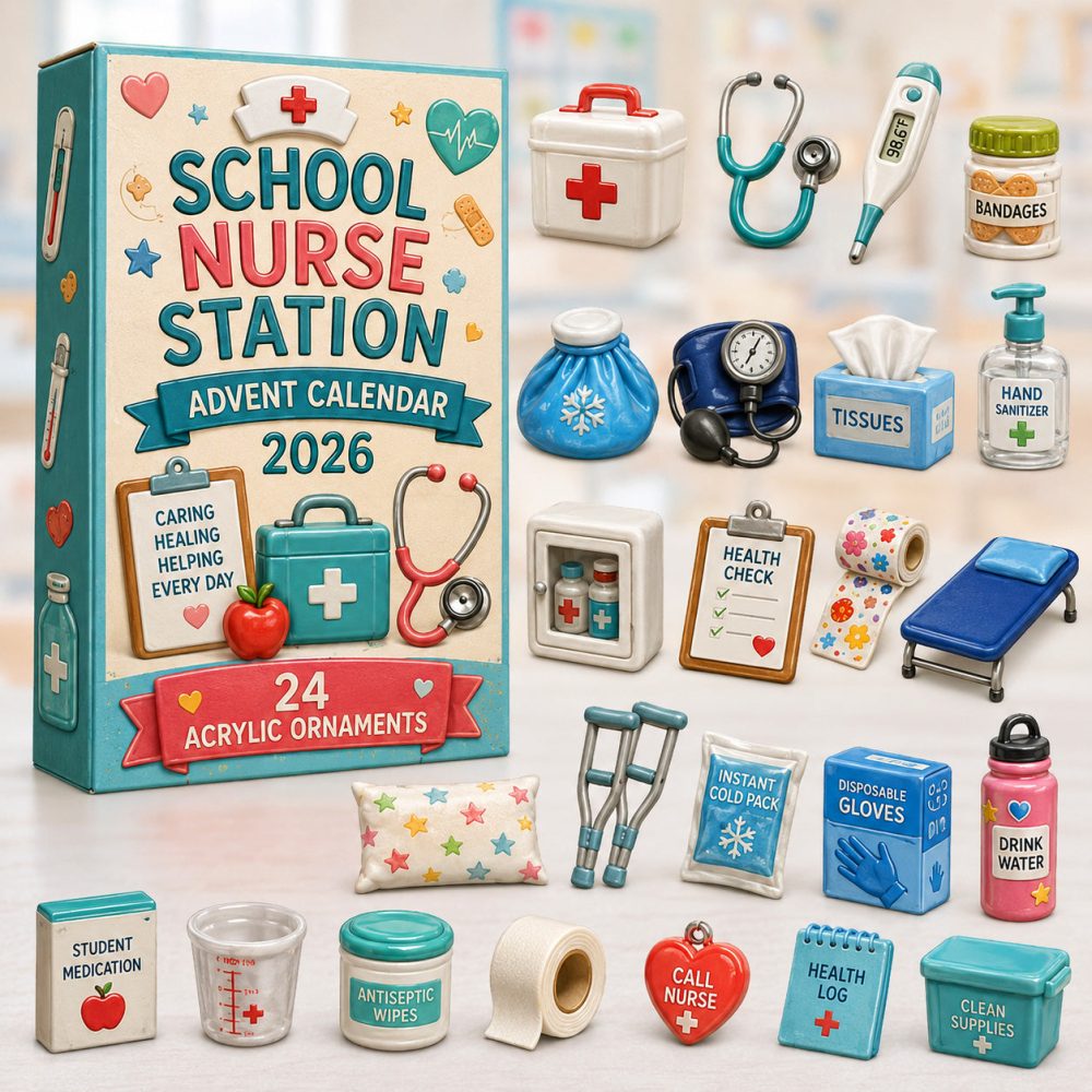 School Nurse Station Advent Calendar 2026 24 Day Holiday Cheer Gift For Nurses, 3D Acrylic Collectibles