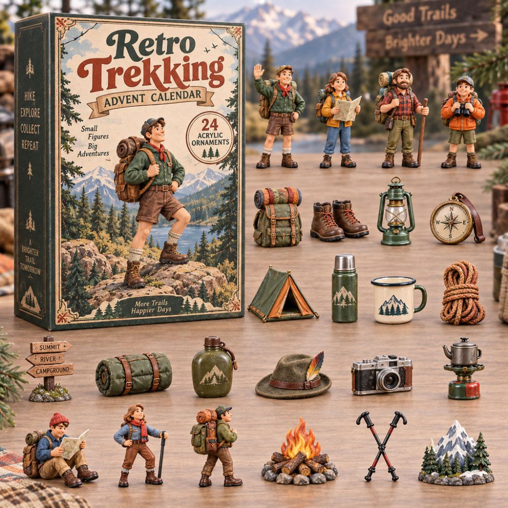 Retro Trekking Advent Calendar 2026 24 Day Holiday Celebration Gift For Trekking Fans, 3D Acrylic Collectibles