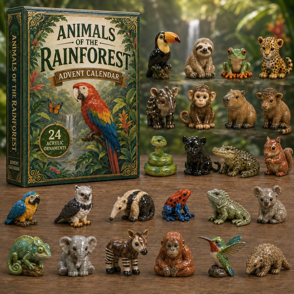 Rainforest Animals Life Advent Calendar 2026 24 Day Holiday Joy Gift For Animal Fans, 3D Acrylic Collectibles