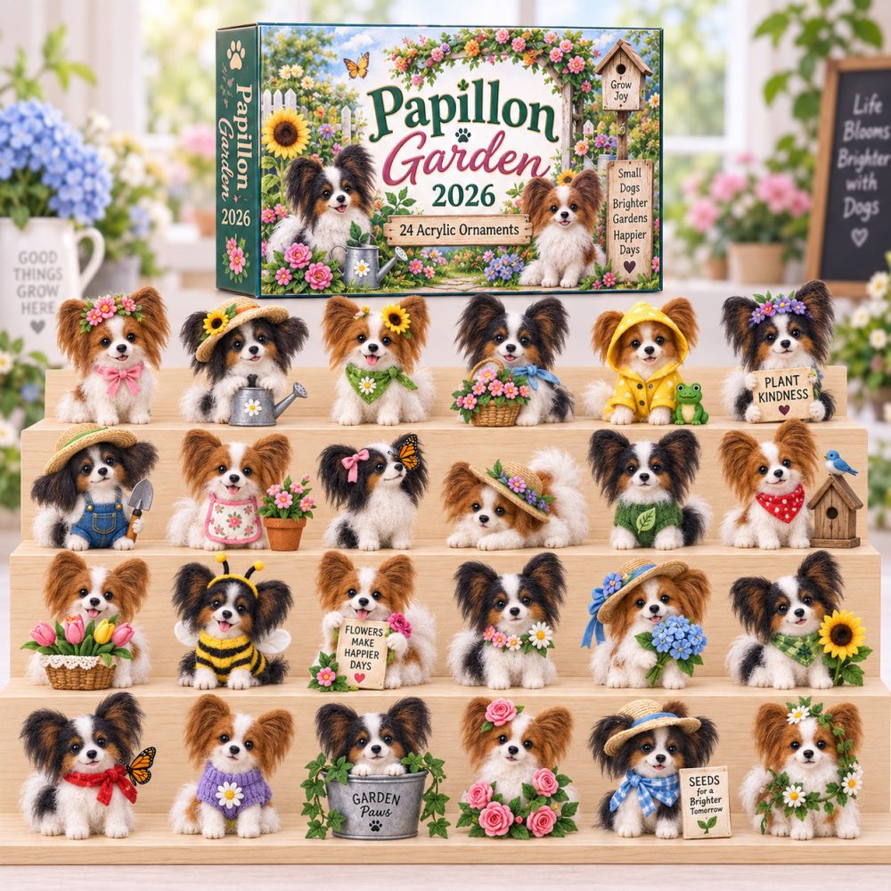 Papillon Garden Advent Calendar 2026 24 Day Festive Mystery Box Gift For Dog Lovers, 3D Acrylic Collectibles