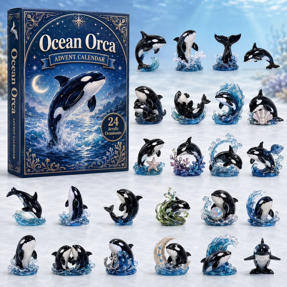 Ocean Orca Advent Calendar 2026 24 Day Holiday Surprise Gift For Orca Fans, 3D Acrylic Collectibles