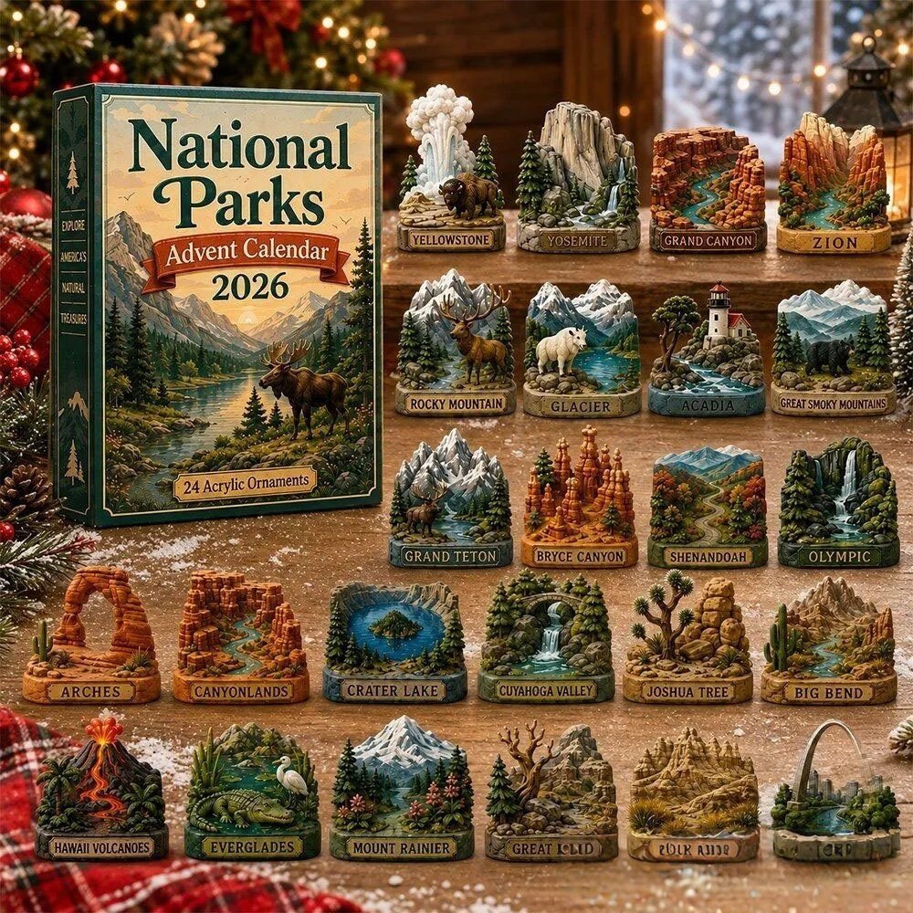 National Parks Advent Calendar 2026 24 Day Christmas Countdown Gift For Father, 3D Acrylic Collectibles