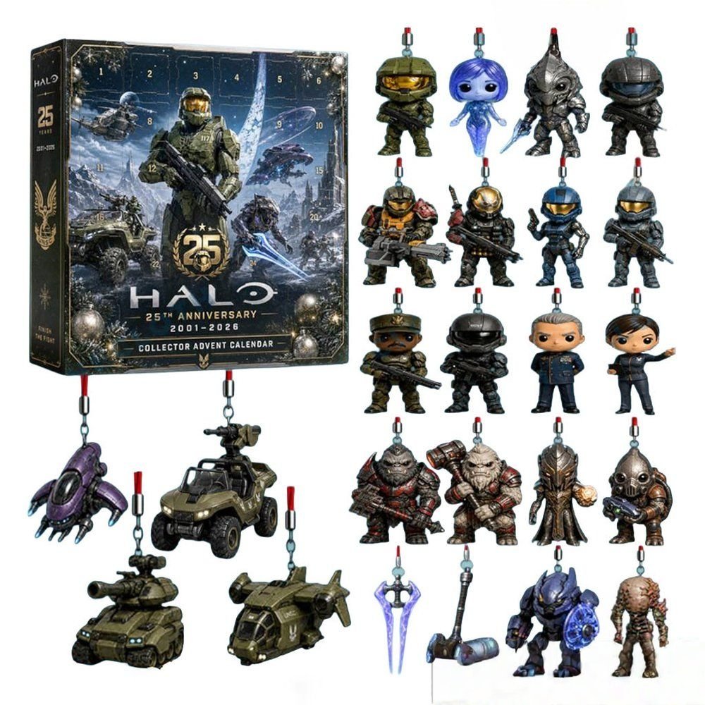 Halo 25Th Anniversary 2026 Advent Calendar 24 Day Christmas Countdown Gifts For Halo Fans, 3D Acrylic Collectibles