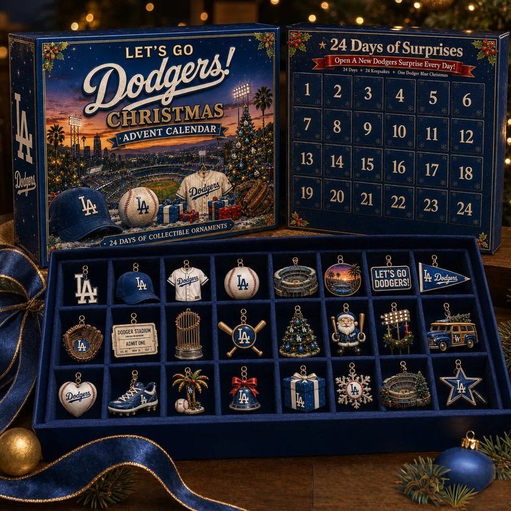 Los Angeles Dodgers 2026 Christmas Advent Calendar 24 Day Holiday Countdown Box Gift For Sports, 3D Acrylic Collectibles