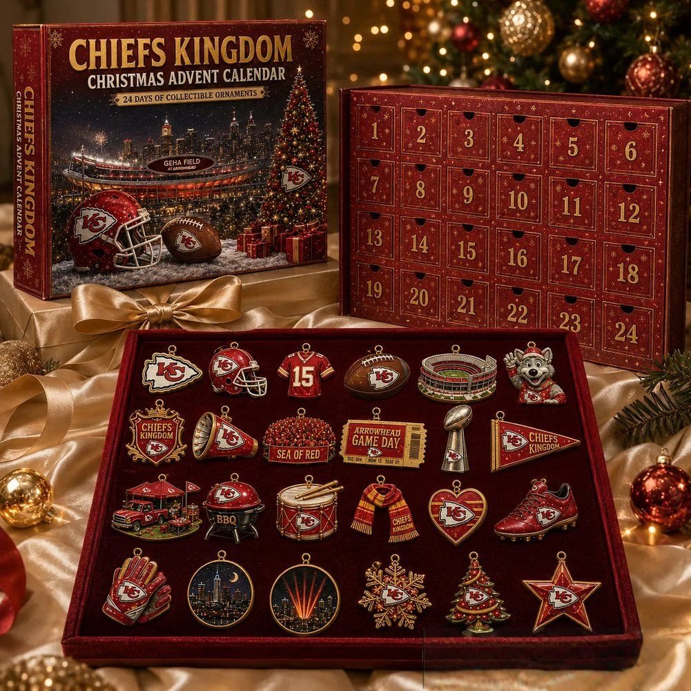 Kansas City Chiefs Chiefs Kingdom Advent Calendar 24 Day Christmas Countdown Box Sport Gift, 3D Acrylic Collectibles