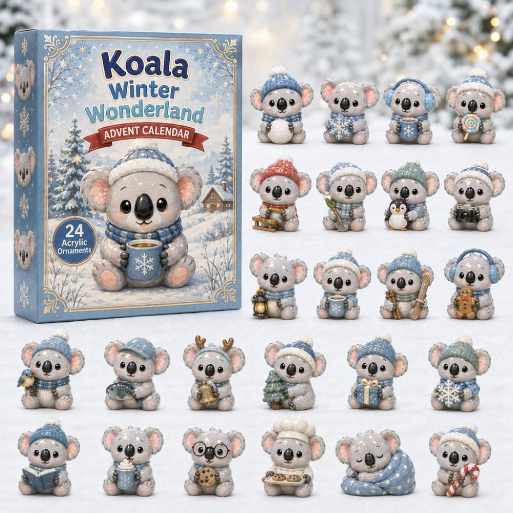 Koala Winter Wonderland Advent Calendar 2026 24 Day Festive Season Countdown Gift For Kids, 3D Acrylic Collectibles