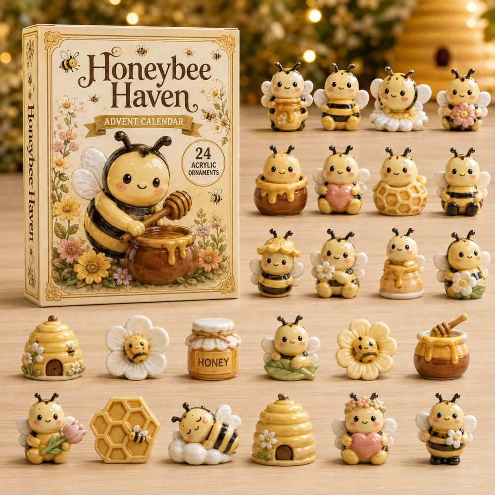 Honeybee Haven Advent Calendar 2026 24 Day Festive Mystery Box Gift For Girlfriend, 3D Acrylic Collectibles