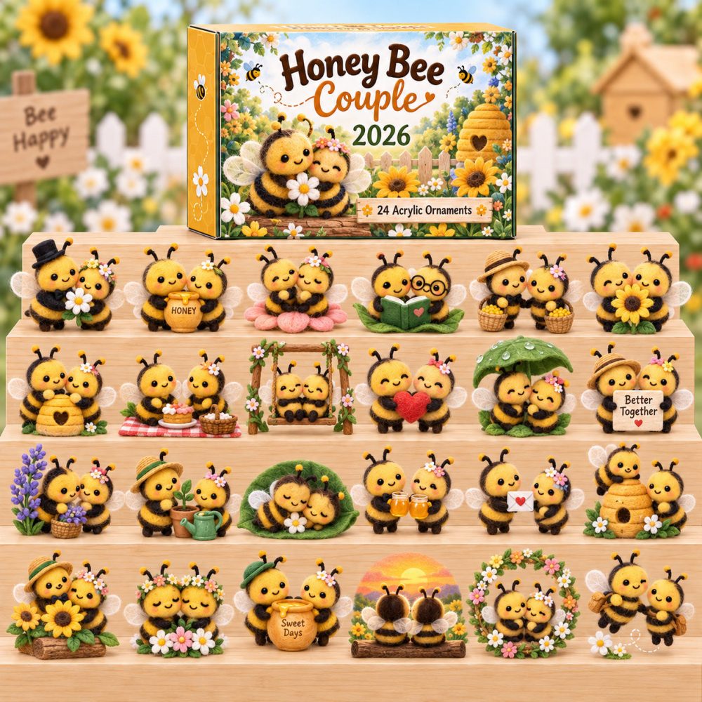 Honey Bee Couple Advent Calendar 2026 24 Day Holiday Celebration Gift For Boyfriend, 3D Acrylic Collectibles