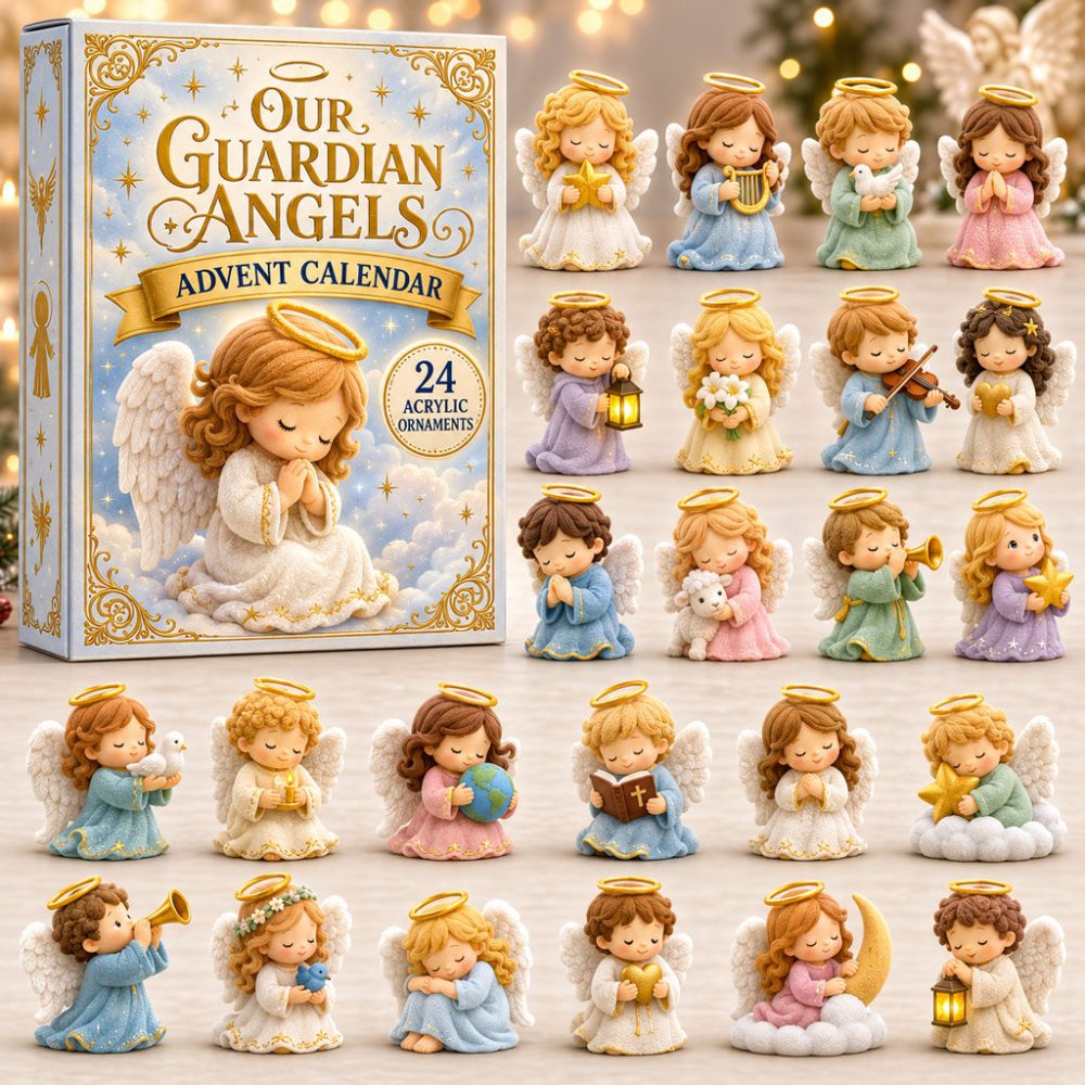 Guardian Angels Advent Calendar 2026 24 Day Winter Wonderland Countdown Gift For Religious Collectors, 3D Acrylic Collectibles