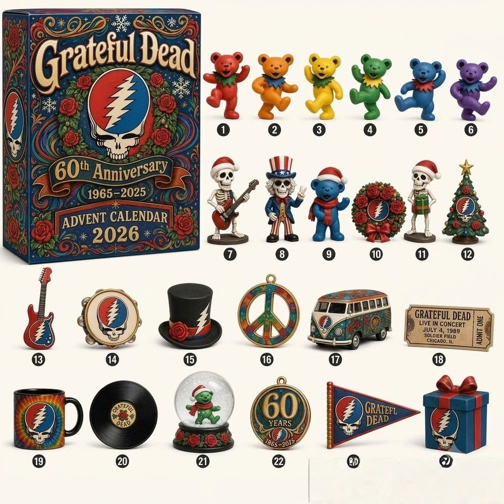 Grateful Dead 60Th Anniversary 2026 Advent Calendar 24 Day Christmas Countdown Rocks Fan Gift, 3D Acrylic Collectibles